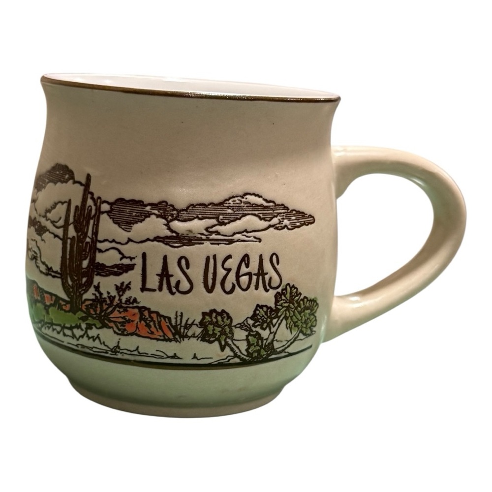 Vintage Las Vegas Souvenir Mug – Desert Scene Stoneware Coffee Cup